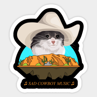 Sad Cat Wearing a Cowboy Hat Crying Meme Sticker